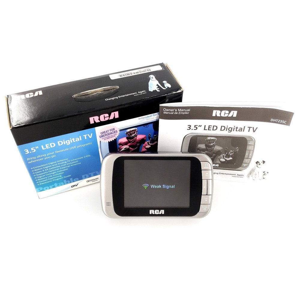 RCA DHT235C 3.5" LED Digital Portable Handheld TV w/ Box & Manual Weak Signal